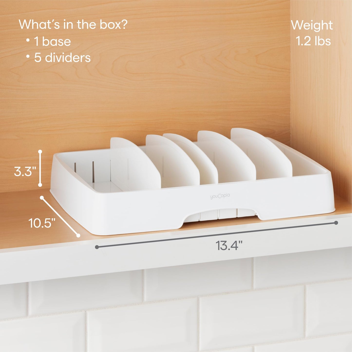 YouCopia StoraLid Adjustable Food Container Lid Organizer for Kitchen Cabinet Storage, Large