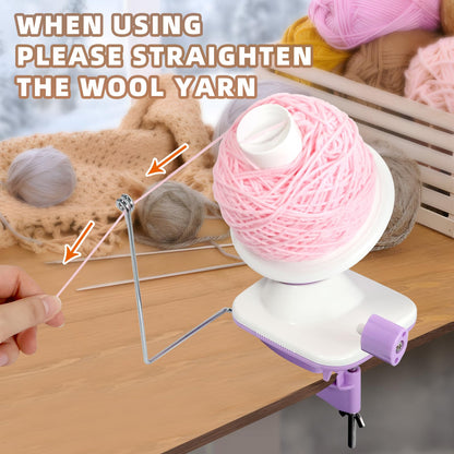 Uotey Yarn Ball Winder Hand Operated, Yarn Cake Wool Winder, Purple Yarn Ball Winder for Crocheting and Knitting, Wool Winder Holder Knitting Yarn Winder, The Helper for Knitting Enthusiast