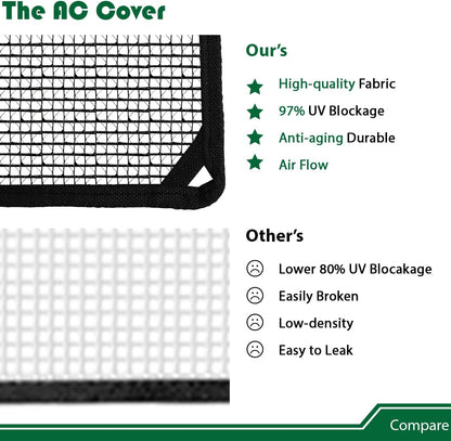 Air Conditioner Cover 28" X 28" for All Seasons, Includes Bungee Cords, Solid Black AC Compressor Condenser Top Cover
