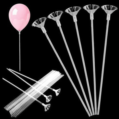 IANFAN 30 Pcs Balloon Sticks, Plastic Balloon Sticks with Bases Balloon Holder Sticks Weights for Tying Balloon Birthday Parties, Graduation, Holiday, Wedding, Anniversary Decoration
