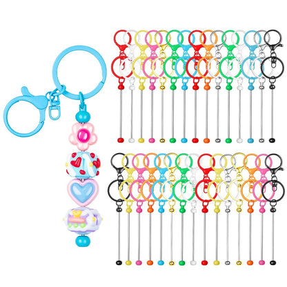 RQAYE 30pcs Beadable Keychains Keychain Bulk kit Cute Blank Bead Keychain Strip DIY Men's and Women's Making Supplies Crafts, Jewelry, Bag Accessories, Customized Project Gifts (Multicolor)