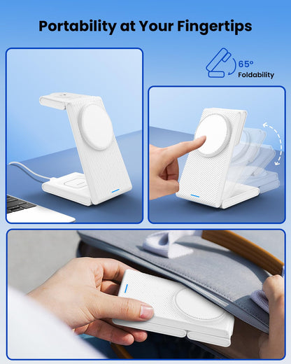 Wireless Charging Station for Apple - 3 in 1 Wireless Charger Stand Dock Watch and Phone Charger Station for Apple Watch 11/8/7/SE/6/5/4/3/2, iPhone 17 16-12 Pro Max SE XS X, Samsung, AirPods Pro/3/2