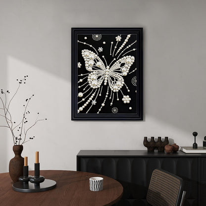 LazyFold DIY Pearl Diamond Art Painting Crafts Kit,White Butterfly Creative Diamond dots Wall Decor for Bedroom Study Home Decor,Handmade Thoughtful House Present