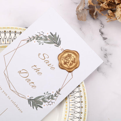 Yoption 50Pcs Initial A Wax Seal Stickers, Retro Antique Gold Letter Self Adhesive Envelope Seal Stickers for Wedding Party Birthday Christmas (A)