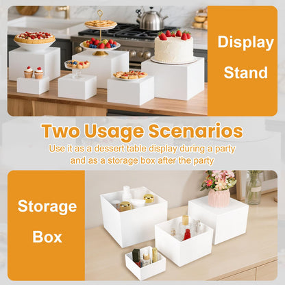6PCS Buffet Risers，Large Food Risers for Buffet Table, Dessert Table Display Set,Food Stands for Display Party，Collectibles Jewelry Display Stand, Acrylic Cube Boxes big size(8"-7"-6"-5"-4"-3")
