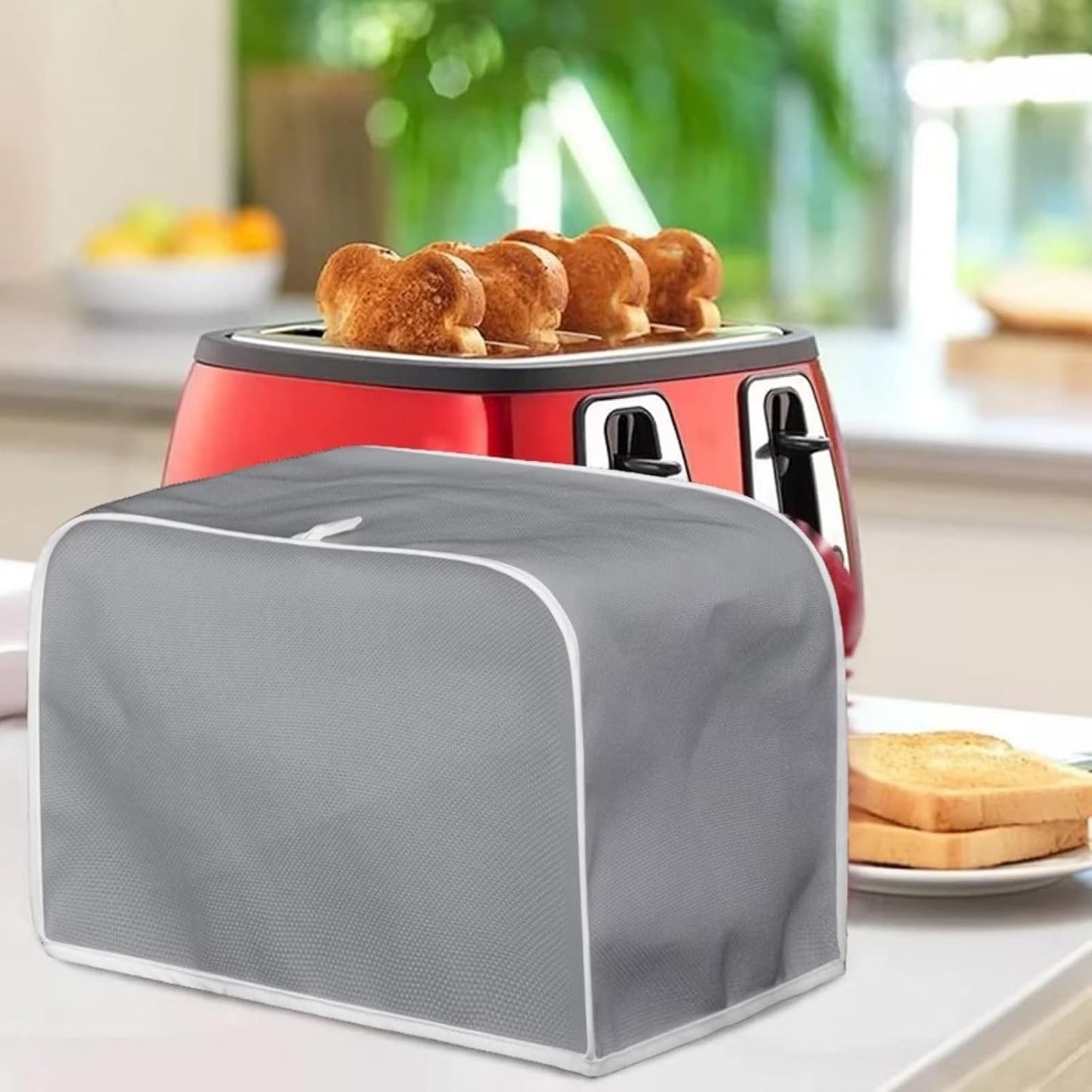 Red Toaster Cover, Quilted 4 Slice Toaster Cover, Kitchen Small Appliance Covers, Fits Most Standard 4 Slice Toasters