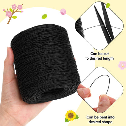 Syhood 1345 Feet Floral Vine Bind Wire Rustic Wrapping Wire for Flower Bouquets(Black)