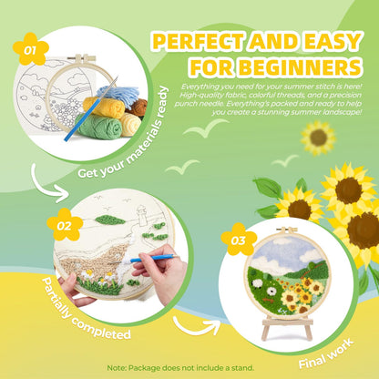 Punch Needle Kits Adults Beginner,Embroidery kit for Beginners,Punch Needle kit for Beginners, Includes All Tools and Materials,Easy to Follow Instructions and Videos(Spring is in Full Bloom)
