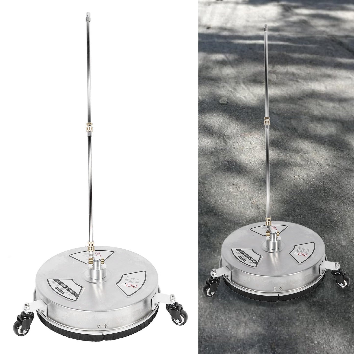 TRELVEX 4000PSI Maximum Pressure, 15 Inch Stainless Steel Surface Cleaner Driveway Power Washer Attachment, Portable Design, Powerful for Various Surfaces