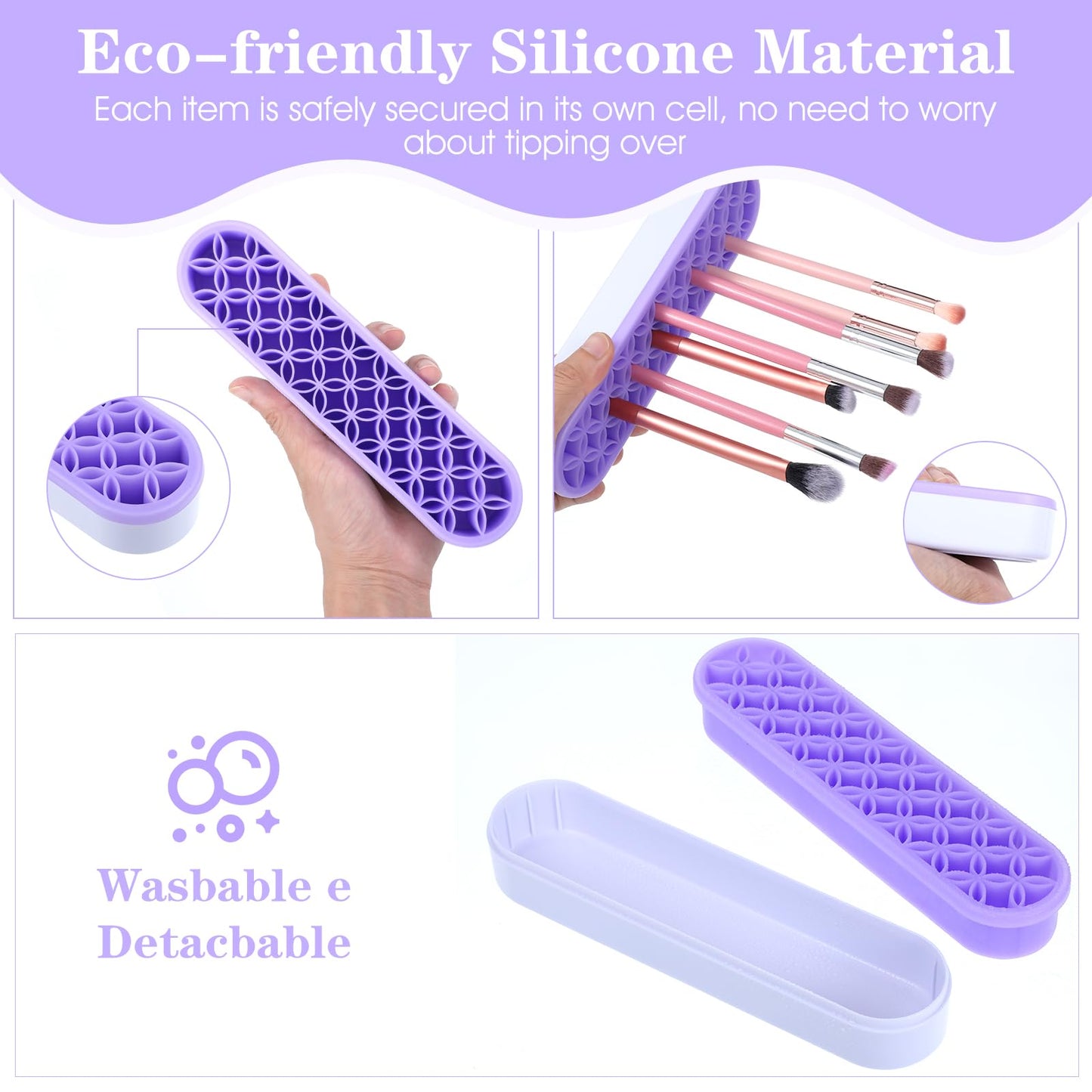 Pafeooui 4 Pcs Silicone Makeup Brush Holder, Multipurpose Cosmetic Organizer, Pen Holder for Desk, Storage Box, Sewing Tool, Beauty Tool, Scissors, Toothbrush Holders