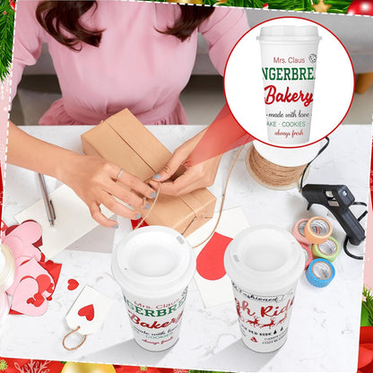 16 oz Winter(12 Cocoa,2.33.56.3 Inches) Tioncy Hot Chocolate Bar Supplies Christmas Reusable Coffee Cups Gift with Lids
