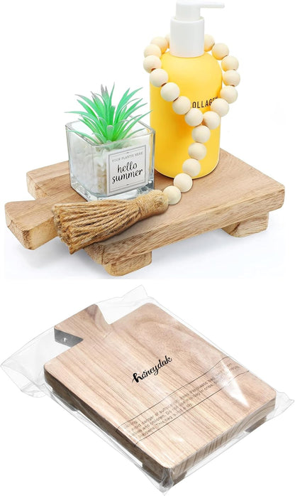 Counter Honeydak Wood Pedestal Riser Tray Soap Dispenser Stand for Kitchen Sink Wooden Holder for Bottles Plant Makeup