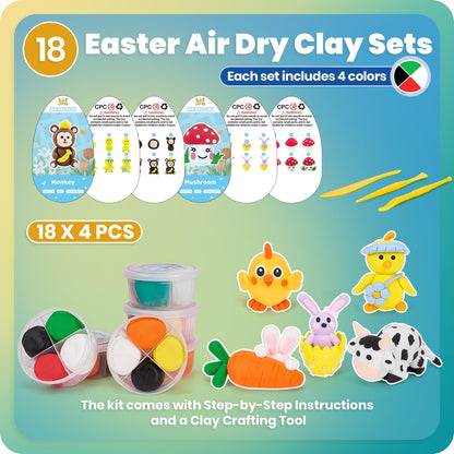 Air Dry Clay Kits,18 Animals Modeling Magic Clay for Kids, DIY Model Magic Clays,18 Set Molding Clays, Ultra Light, Soft & Non-Sticky, Arts and Crafts Gift for Kids