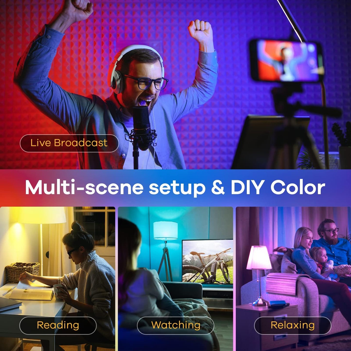 Linkind Matter Smart Light Bulb, Smart Bulbs Work with Apple Home, Siri, Alexa, Google Home, SmartThings, Color Changing Light Bulbs Music Sync RGBTW, Mood Lights, 2.4Ghz WiFi A19 E26 60W 800LM 6 Pack