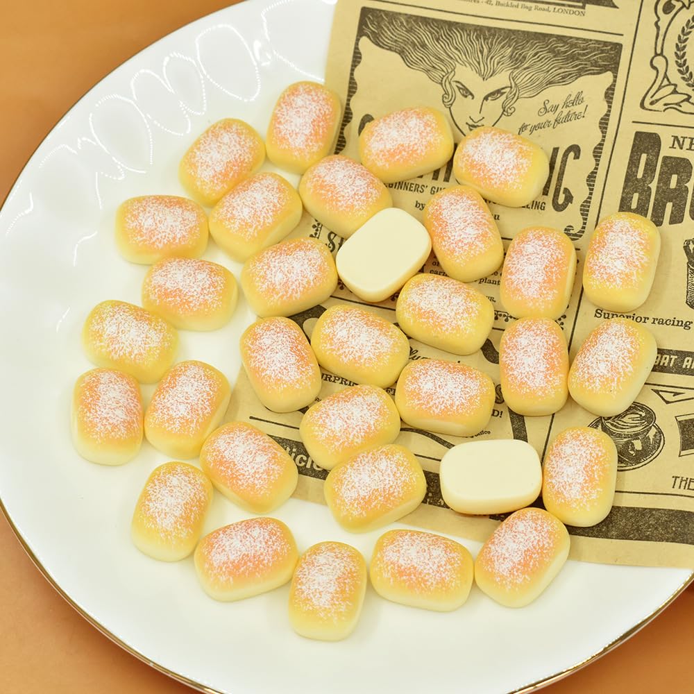 wybcfp 50 Pcs Artificial Mini Bread DIY Accessories Resin Miniature Bread Cake Decor Simulation Bread Craft Charm for DIY Craft Accessories Mini Kitchen Decoration