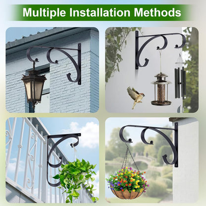 Plant Hangers | Decorative Iron Hanging Plant Brackets - 10 Inch for Indoor/Outdoor Use (2 Pack)