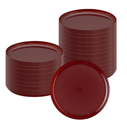 Restaurantware Moderna 6.3 Inch Premium Disposable Plates 200 Round Plastic Plates For Parties - Durable Heavy-duty Burgundy Plastic Dinner Plates For Warm And Cold Foods Ideal For Cafes