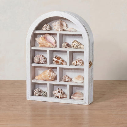 DoubleFill 10" x 15" Trinket Shelf Wooden Shadow Box Display Case with Shelves Acrylic Door Large Wall Mounted Display Shadow Box Mini Figures Curio Trinket Medals Crafts Collection(Retro White)