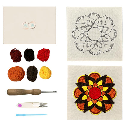 Lili Creations Complete Punch Needle Kit for Beginners & Adults – DIY Embroidery Punch Stitching Kit with Yarn, Canvas, and Tools – Perfect for Relaxation, Home Décor, Art, & Holiday Crafts