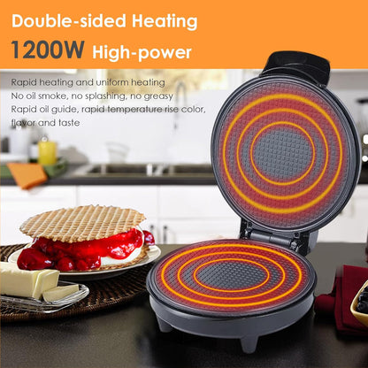 Mini Waffle Ice Cream Cone Maker, 1200W Electric Nonstick Waffler Iron for Homemade Ice Cream Cones