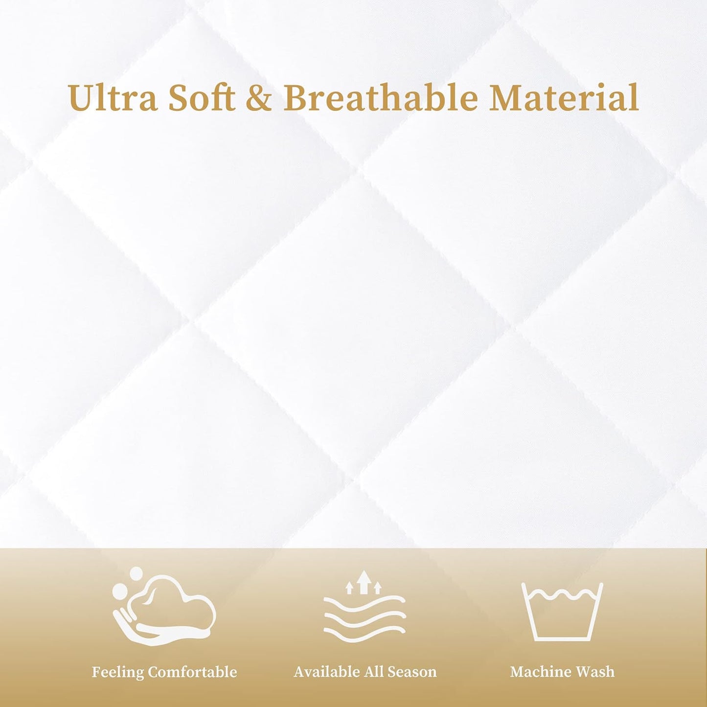 21'', Quilted Fitted King Mattress Pad Cover, Waterproof Mattress Protector, Deep Pocket Elastic Fits Up to Breathable