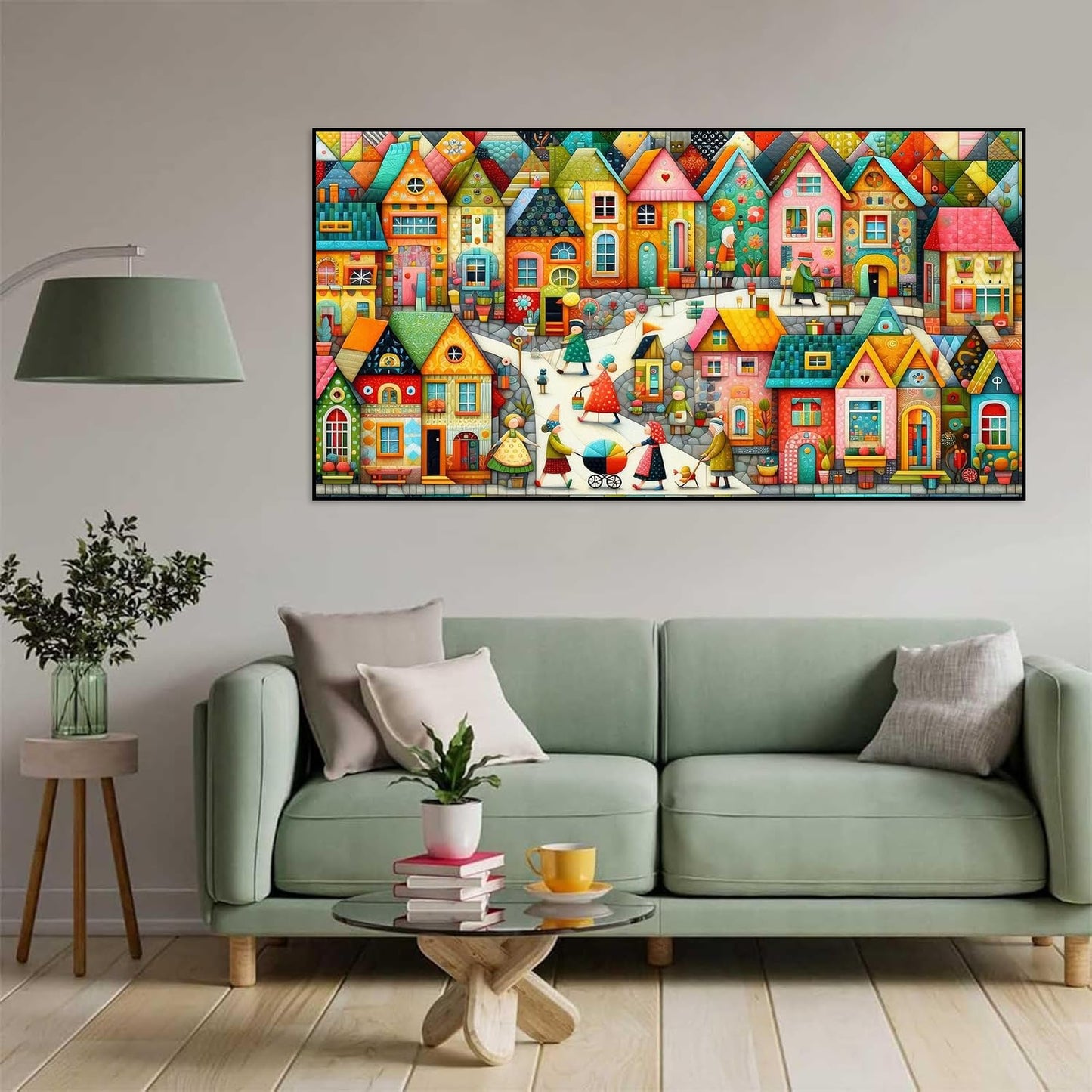 COHAYISY 5D Diamond Art Painting European Town Kit - DIY Paint with Diamond Art Abstract Round Full Drill Craft, Home Decor Embroidery Set with Canvas, Tools, Sparkling Diamonds 15.7x27.5 inch