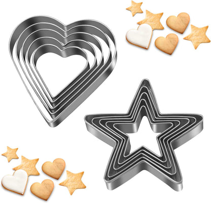 Heart Star Cookie Cutters Set, Valentine’s Day Heart Shaped Biscuit Cutters with Storage Box