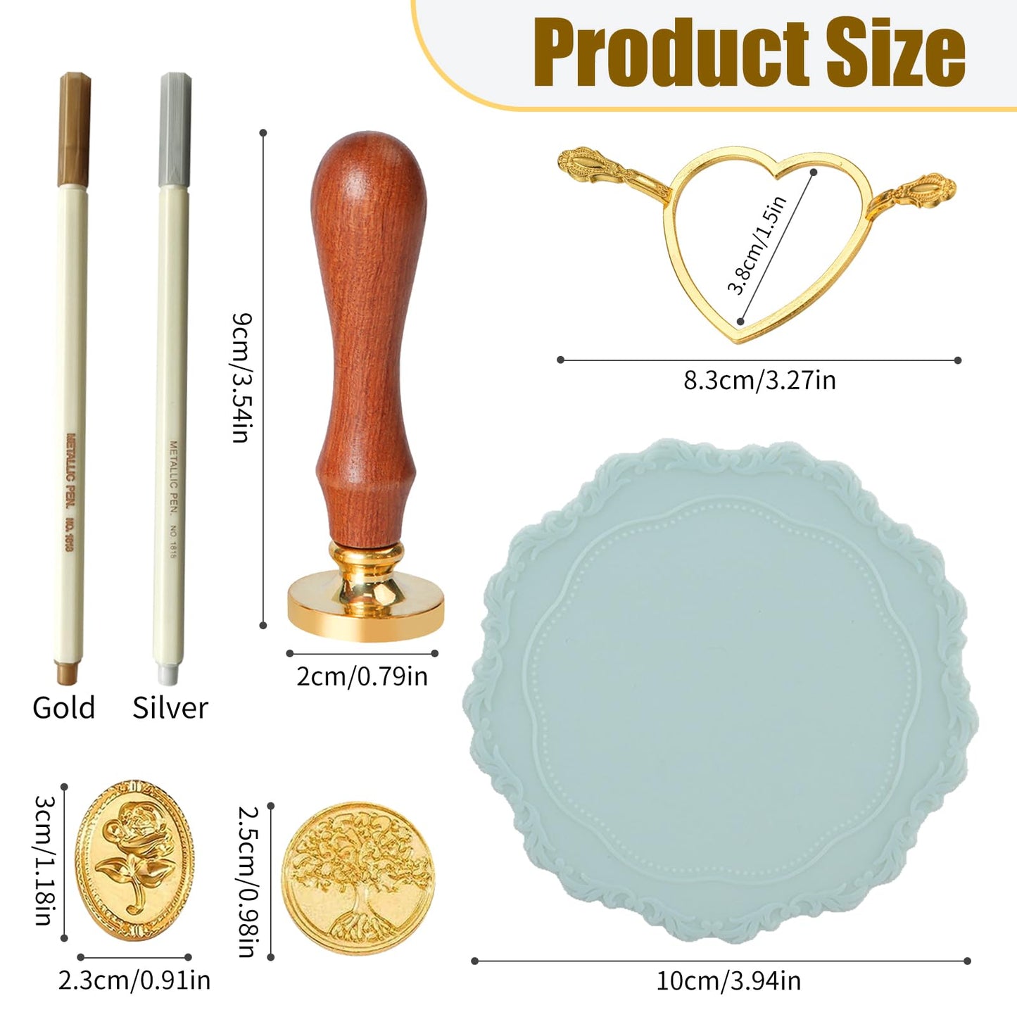 BATHRINS Wax Seal Stamp Kit-23Pcs Sealing Stamp Heads,Wooden Handle,Metal Seal Mold,Silicone Mat,Color Pen for Party Wedding Invitation Cards Envelopes Gift Wrapping Letter