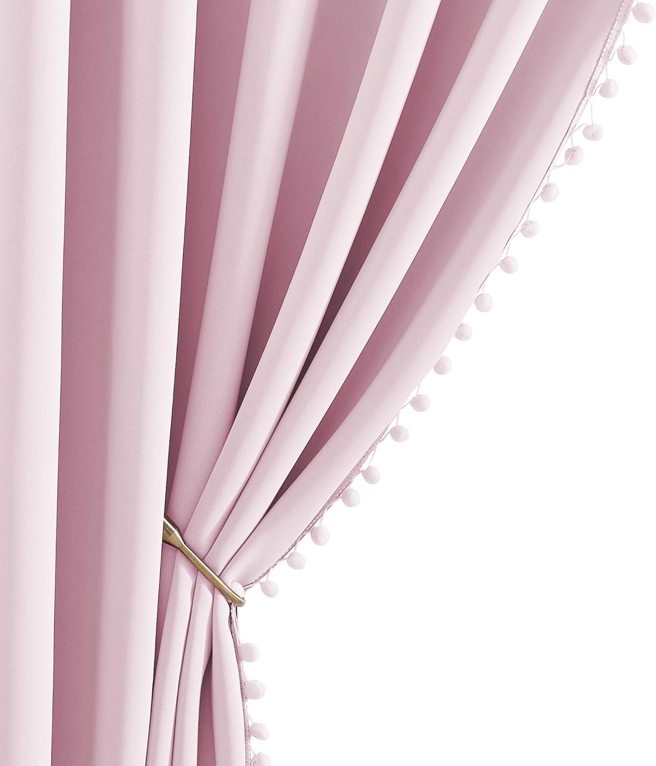 52" 84" 2 NICETOWN Pom Pom Blackout Curtains for Girls Bedroom Boho Pink Window Curtains for Nursery Rod Pocket Thermal