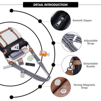 Roulens Crossbody Bags for Women,Multi Pocket Crossbody Purses Vegan Leather Shoulder Handbags Travel Purse Adjustable Strap