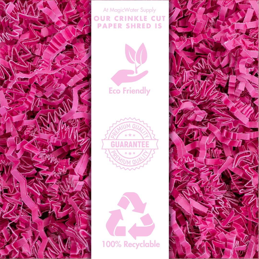 MagicWater Crinkle Cut Paper for Gift Baskets - 1LB - Pink - Perfect for Shredded Paper Filler, Basket Filler, Gift Boxes, Bridesmaid Gifts, Halloween Stuffers & More – Ideal for All Occasions