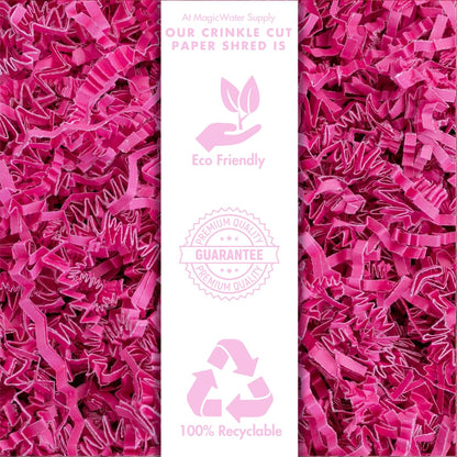 MagicWater Crinkle Cut Paper for Gift Baskets - 1LB - Pink - Perfect for Shredded Paper Filler, Basket Filler, Gift Boxes, Bridesmaid Gifts, Halloween Stuffers & More – Ideal for All Occasions