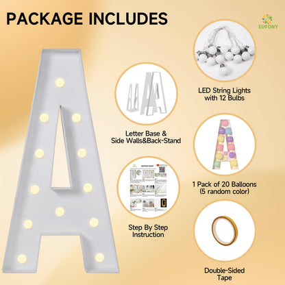 EUFONY Marquee Letters 4 Feet Tall, 4 FT Marquee Light Up Letters, Giant Light Up Letters 4FT for Birthday Party Baby Shower Gender Reveal Graduation Prom Decorations, Letter R with LED Lights DIY Kit