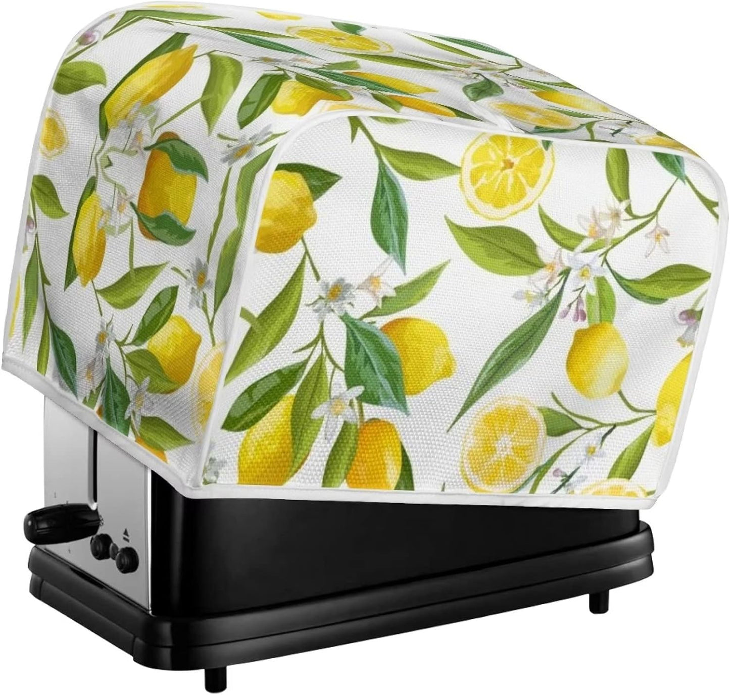 Lemon 2 Slice Toaster Covers - Lightweight Polyester Kitchen Appliance Organizer Bag with Top Hook, Multicolor