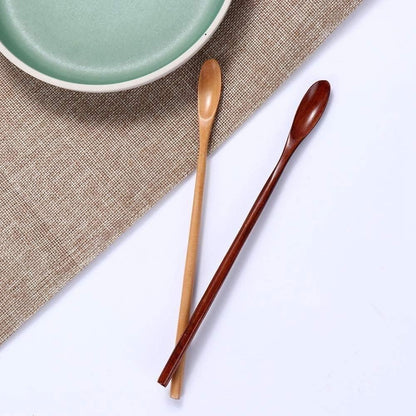 Honey Dipper Stick - Natural Wood Long Handle Spoons for Coffee/Tea - Dessert Iced Tea Cocktail Mixing Spoons