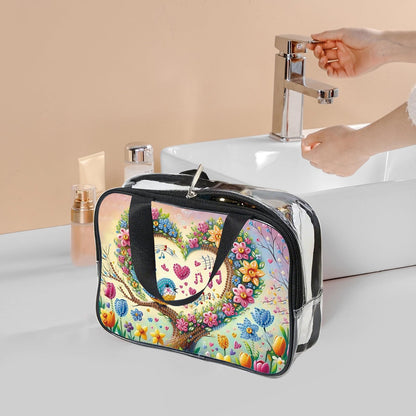 JZHYOAN Diamond PaintingTravel Toiletry Bag for Women Makeup Storage Organizer Art Portable Travel Makeup Pouch with Zipper Love Pattern Cosmetic Toiletry Bag for Shampoo Conditioner Brushes Set