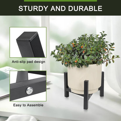 2 8-10inch Vigordream Metal Plant Stand, Adjustable Heavy Duty Sturdy Plant Holder for Indoor Outdoor Use, Height