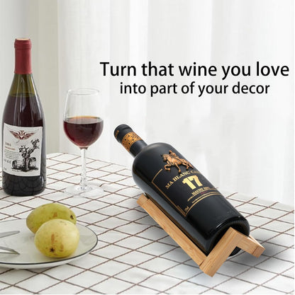 Single Wine Bottle Holder, Personalized Bamboo Stand for Table Top Wine Rack, Countertop Organizer