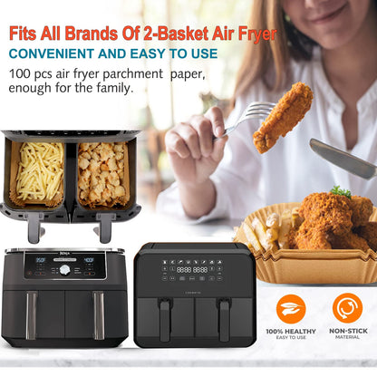 Air Fryer Liners Disposable 9 Inch, 9 inch Air Fryer Liners 125 Pcs Large Square Air Fryer Paper Liners for 5QT 6qt 8QT Air Fryer, Non-stick Parchment Paper for Frying, Baking