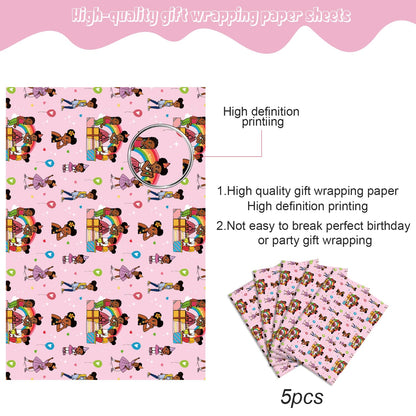 Fuyhiuous 4Pack Gracies Gift Wrapping Paper 20" x 30" Kraft Paper Wrapping Paper Sheets Pack for Kids Birthday, Gracies Corner Party Decoration