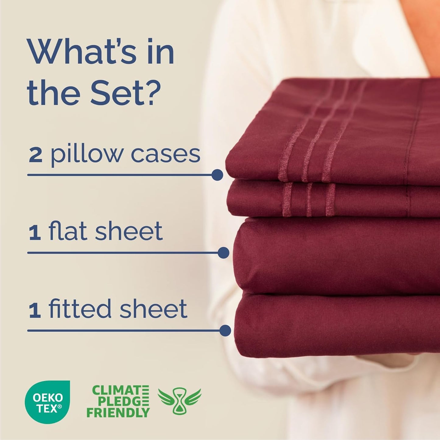 Queen Size 4 Piece Sheet Set - Comfy Cooling Bed Sheets for Luxury Bedding - Ultra-Soft, Deep Pockets - Oeko-Tex Certified - Burgundy