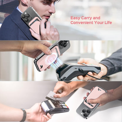 Mag-Safe Wallet Magnetic Wallet for Phone Lightweight Magnetic Phone Pouch Stand Adjustable Leather Mag-Safe Card Holder for iPhone 17/16/15/14/13/12 Series, Not for iPhone 13/12 Mini (Black)
