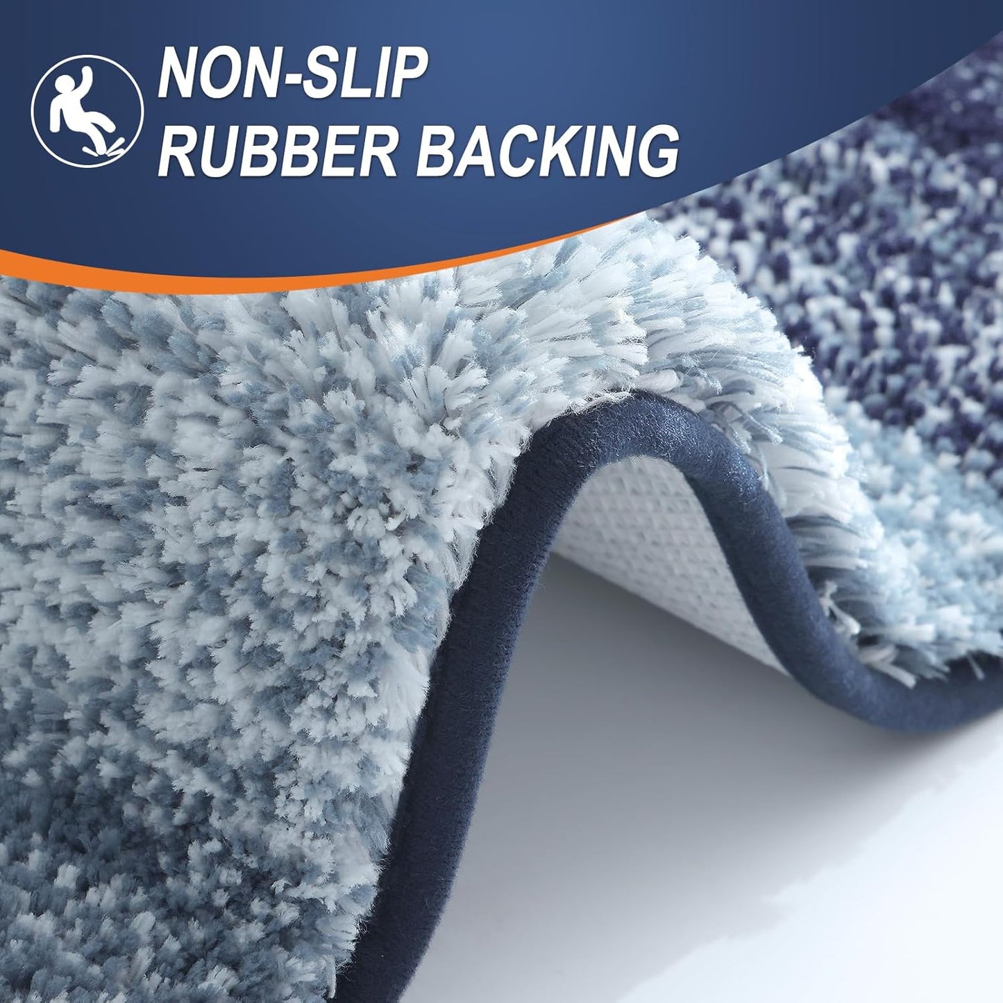 OLANLY Large Bath Rugs - Extra Soft Microfiber with Rubber Backing | Quick Dry, Washable, Airy Blue 54x24