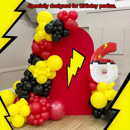 40 Inch Red White Cartoon Theme Number Balloons Large Birthday Party Number Balloons Cartoon Animation for Kids Birthday Party Decoration Supplies (Number 6)