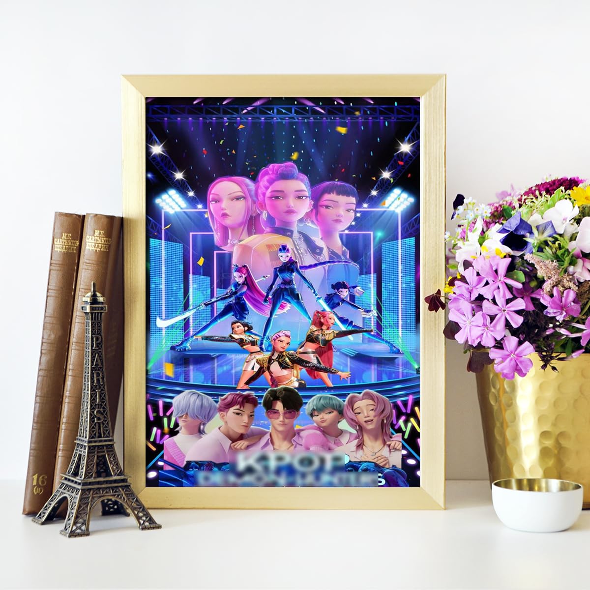 Demon Movies Hunters Diamond Art Kits for Adults-Demon Movies Hunters Diamond Painting Kits- 5d DIY Full Drill Round Rhinestone Gem Art Crafts Paintings for Home Wall Decor (16" L x 24" W)