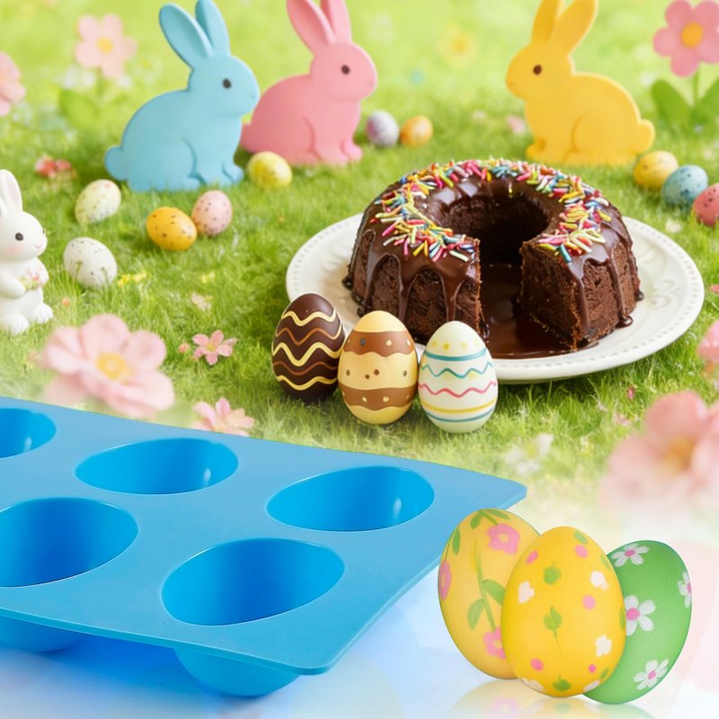 Sidosir 3PCS Easter Egg Shaped Chocolate Silicone Molds, 8-Cavity Easter Breakable Silicone Eggshell Baking Molds for Candy Making, Non-stick Easter Egg Shaped Baking Mold for Cake Decoration, Pastry