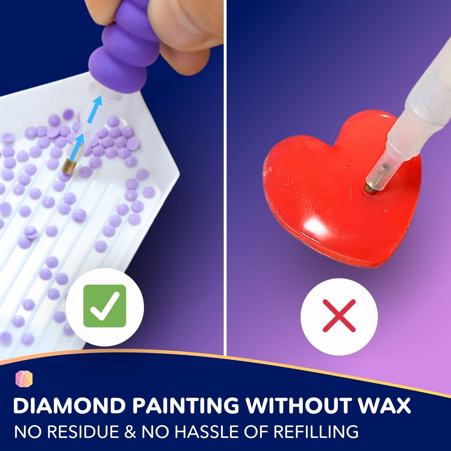 Picmondoo Electric Diamond Painting Pen – Wireless Vacuum Diamond Art Pen, Waxless Diamond Painting Tool Kit with Pump & Accessories for Fast & Easy Diamond Art, AB Stones Compatible (Purple, 2 Gear)