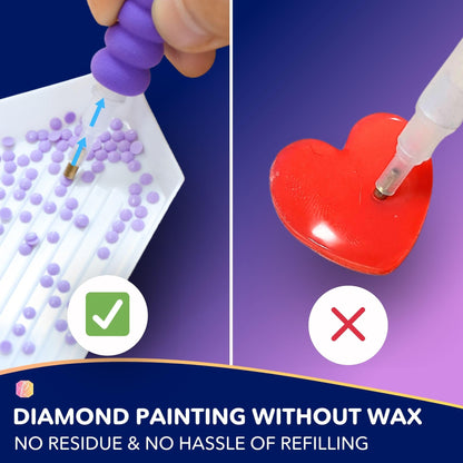 Picmondoo Electric Diamond Painting Pen – Wireless Vacuum Diamond Art Pen, Waxless Diamond Painting Tool Kit with Pump & Accessories for Fast & Easy Diamond Art, AB Stones Compatible (Purple, 2 Gear)
