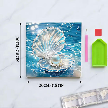 Huacan DIY 3D Pearl Painting Kit - Transparent Shell Pearl Art Craft Kit Pearl Painting with Frame for Home Wall Decor 8 * 8 Inch for Adults and Beginners
