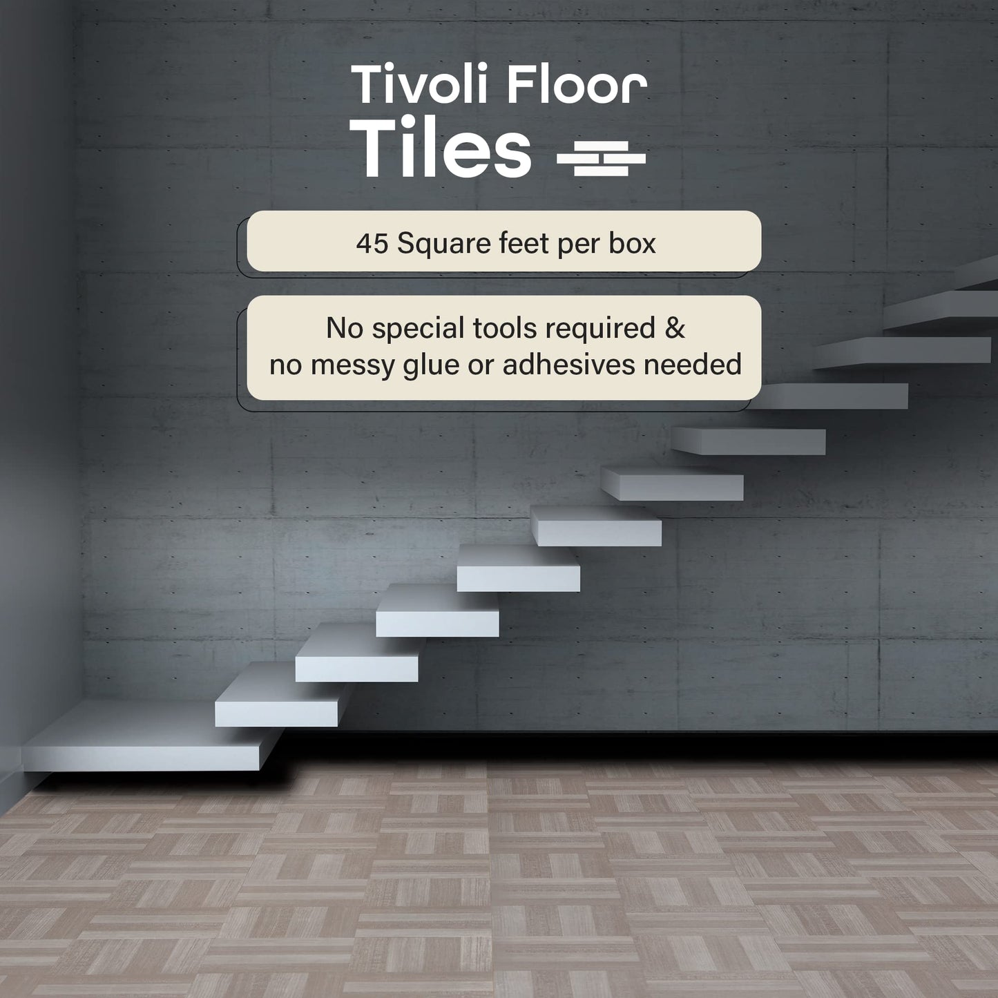 Tivoli Self Adhesive Vinyl Floor Tiles, 45 Tiles - 12" x 12", Light Oak Plank-Look - Peel & Stick, DIY Flooring for Kitchen, Dining Room, Bedrooms, Basements & Bathrooms by Achim Home Decor